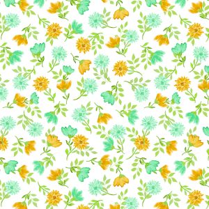 Mountain Flower Toss Teal White- Mountain Charm 16813 82